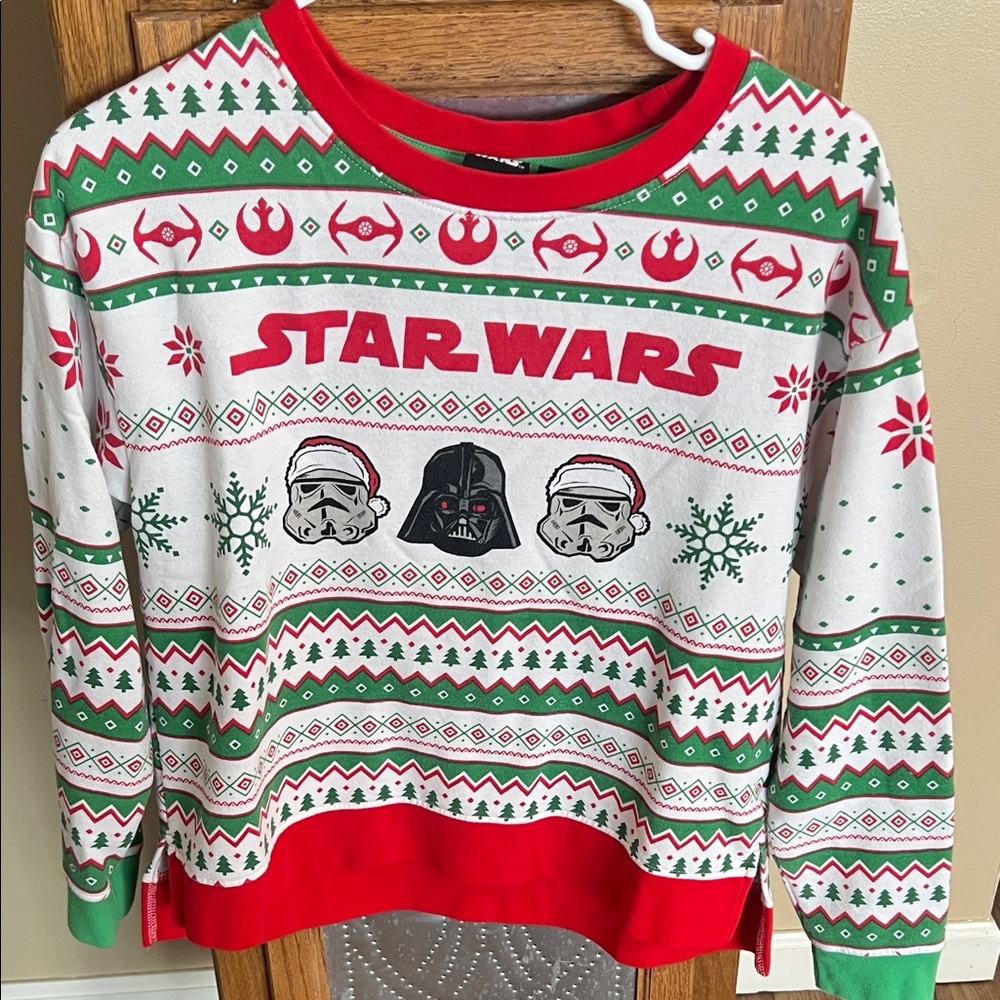 S Star Wars Red Green White Holiday Crewneck Sweatshirt
